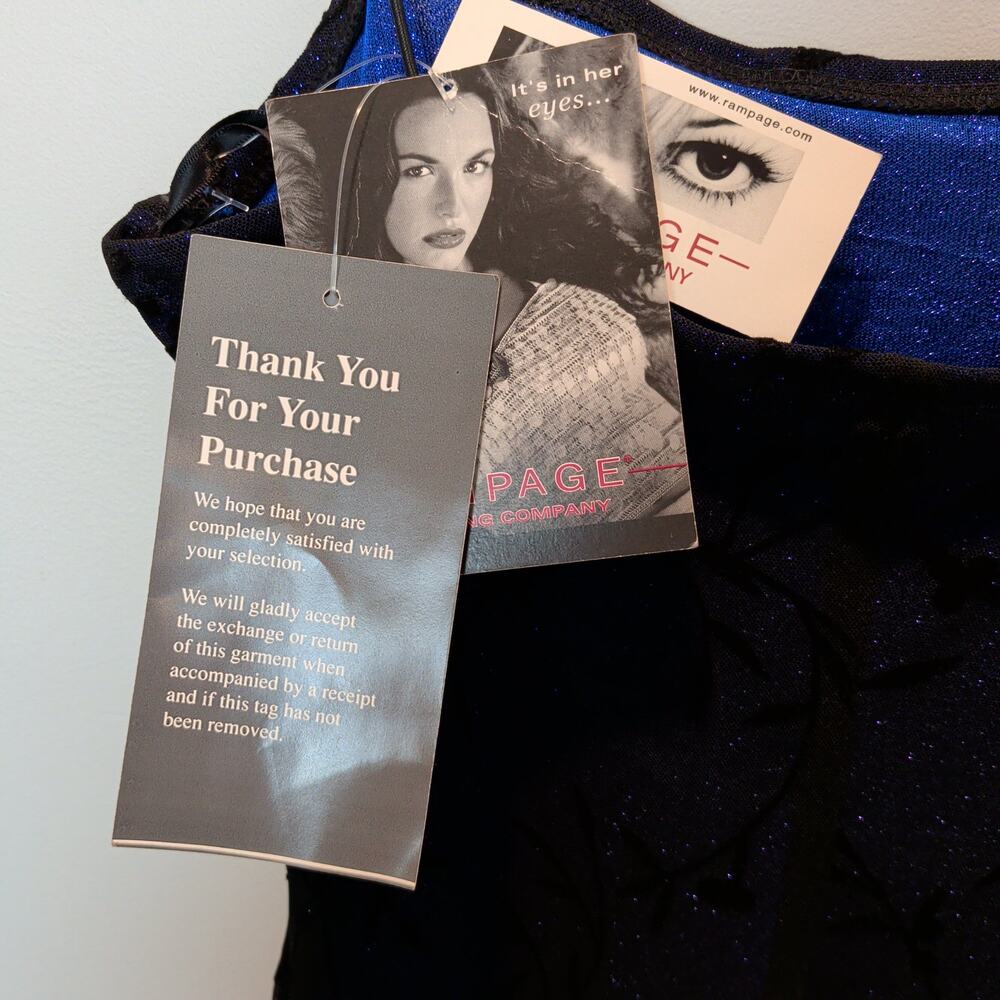 NOS Vtg 90s Rampage Sz M Blue Sheer Glitter Formal Maxi Dress Fairy Whimsygoth - Picture 8 of 8